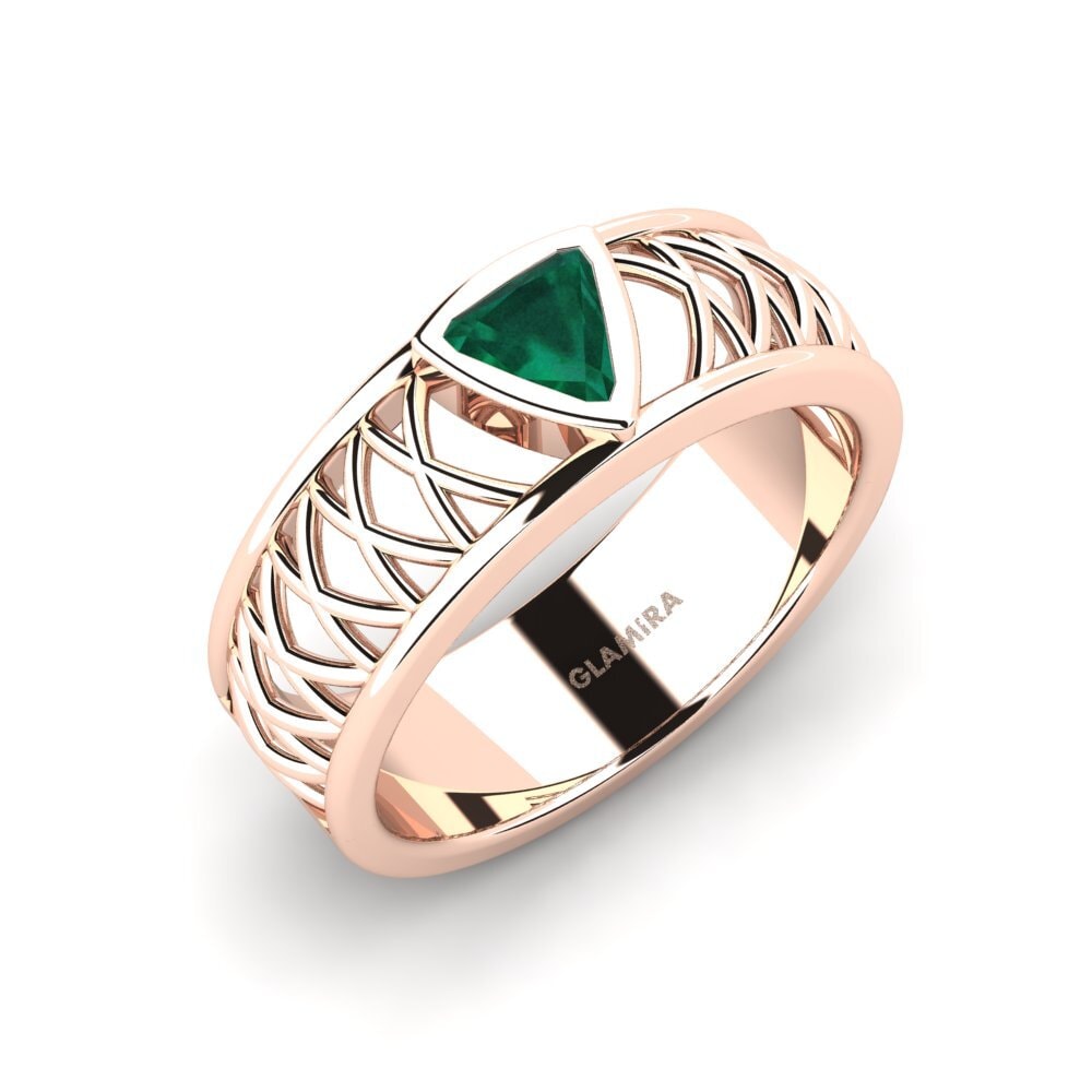 18k Oro Rosa Esmeralda Anillo de Hombre Layton