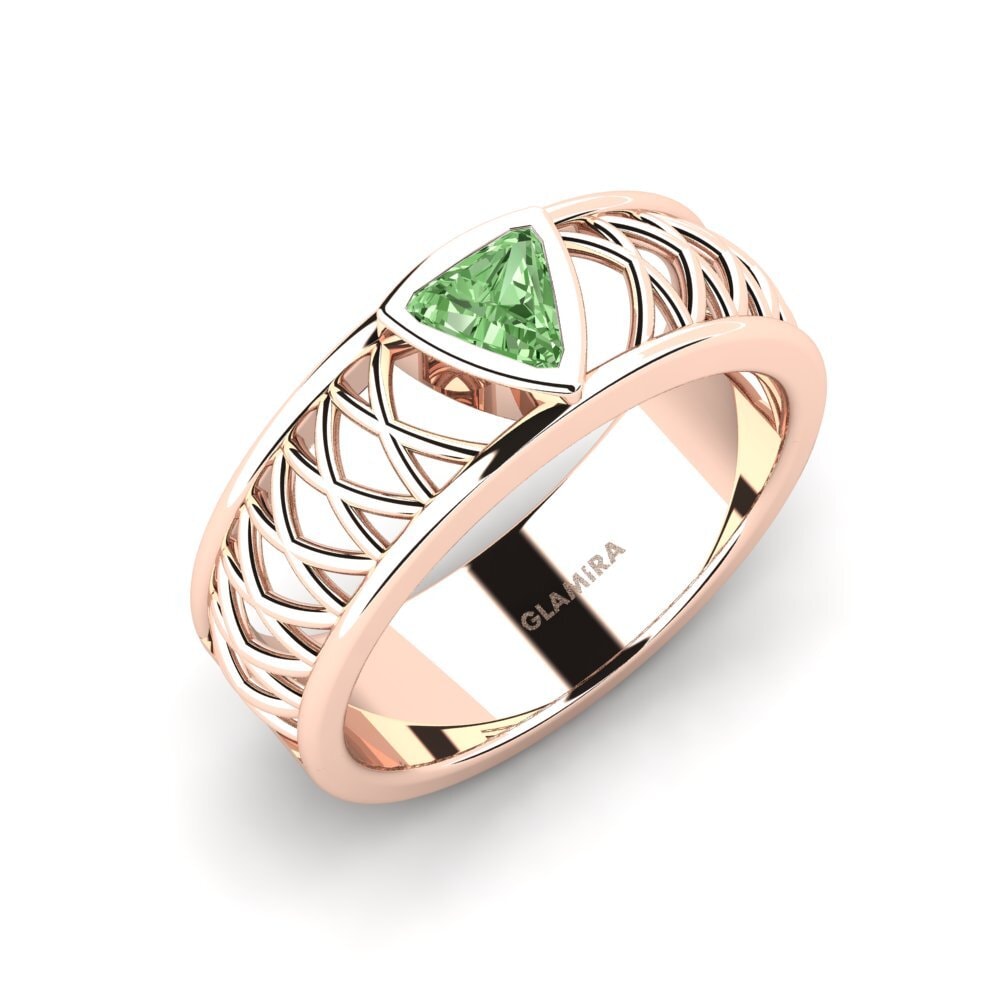 Oro Rosso 375 Diamante Verde Anello da uomo Layton