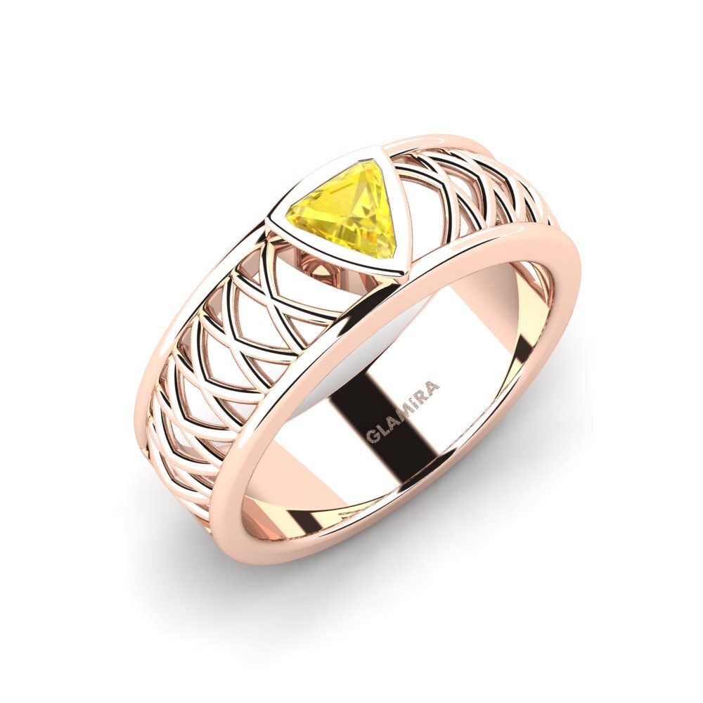 14k Rose Gold Yellow Sapphire Men's Ring Layton