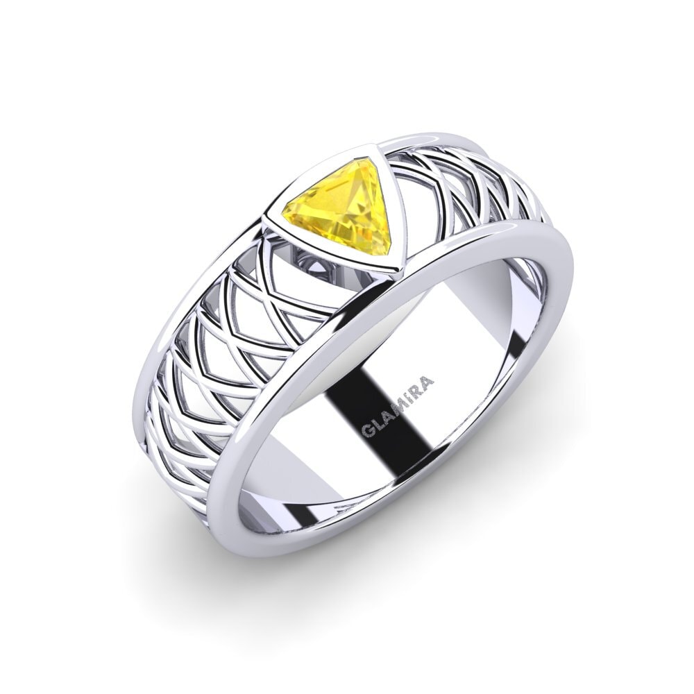 White Silver Yellow Sapphire Men's Ring Layton