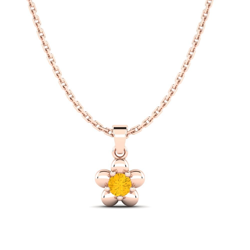 14k Oro Rosa Citrino Colgante de Mujer Lazame