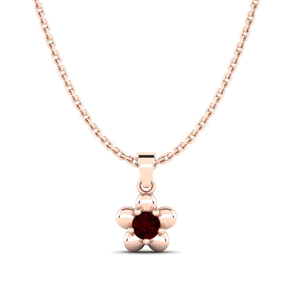 14k Oro Rosa Granate Colgante de Mujer Lazame