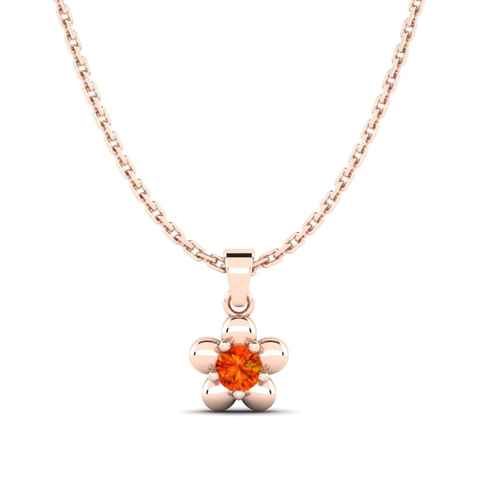 14k Oro Rosa Zafiro Naranja Colgante de Mujer Lazame