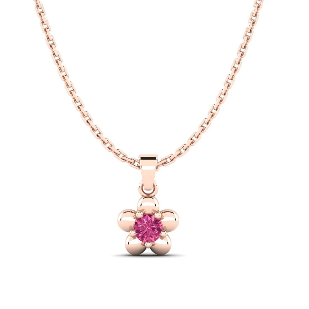 9k Oro Rosa Turmalina rosa Colgante de Mujer Lazame