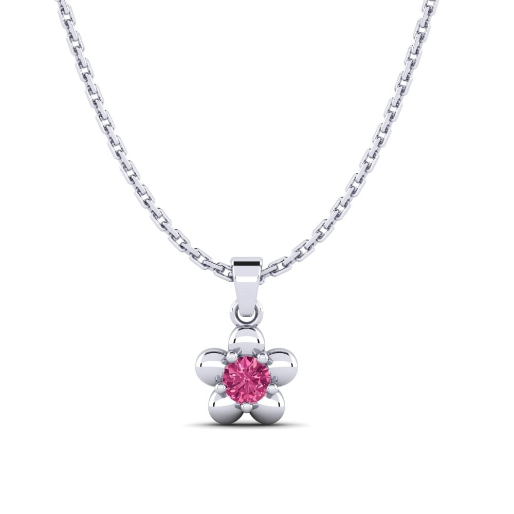 Platino 950 Turmalina rosa Colgante de Mujer Lazame