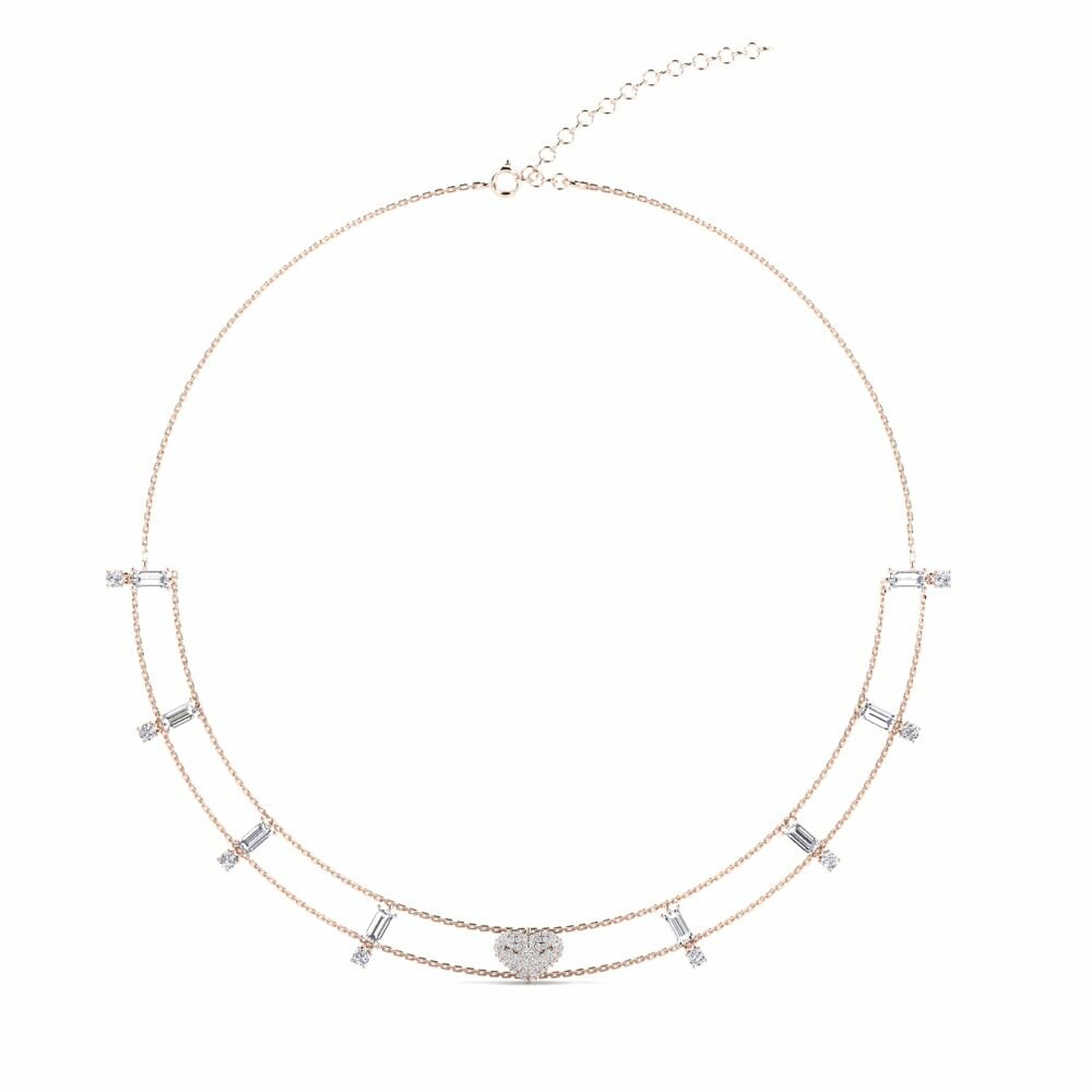 Vàng Hồng 18K Kim Cương Nhân Tạo Dây chuyền choker nữ Leafde