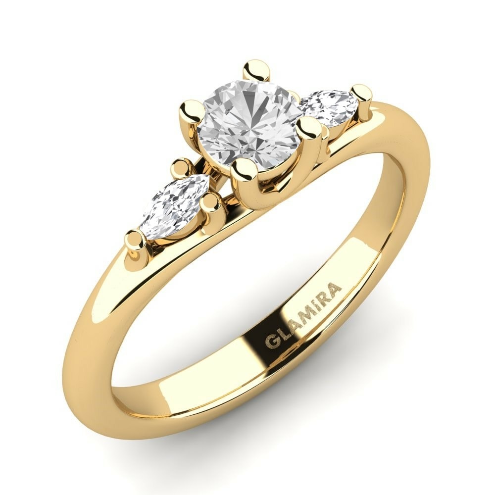 Side-Stone Engagement Rings Leare 585 Yellow Gold White Sapphire