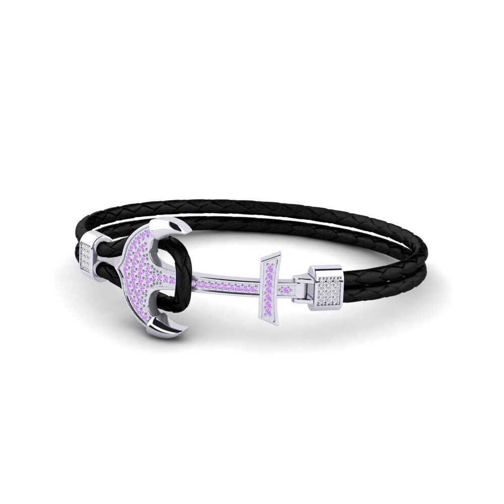 950 Platinum Amethyst Men's Bracelet Aiko
