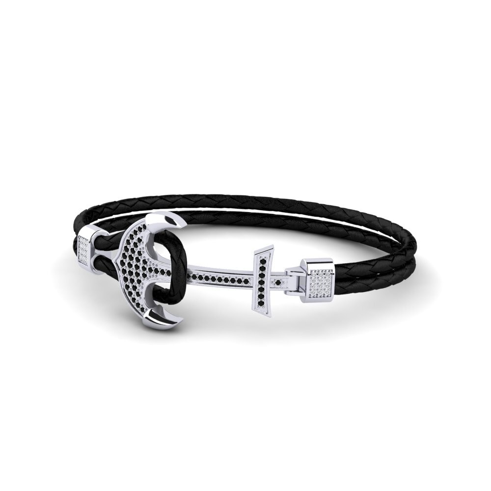 14ct White Gold Black Onyx Men's Bracelet Aiko