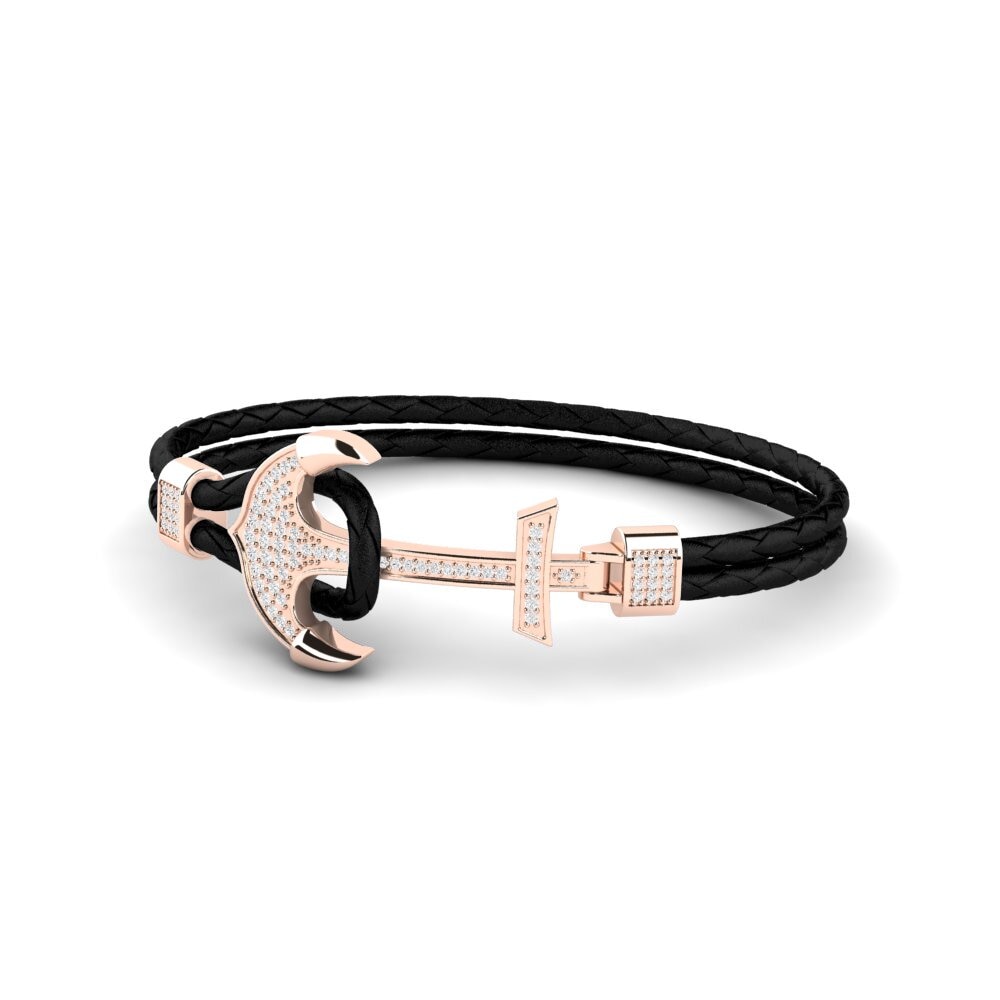 9K Rose Gold White sapphire Men's Bracelet Aiko