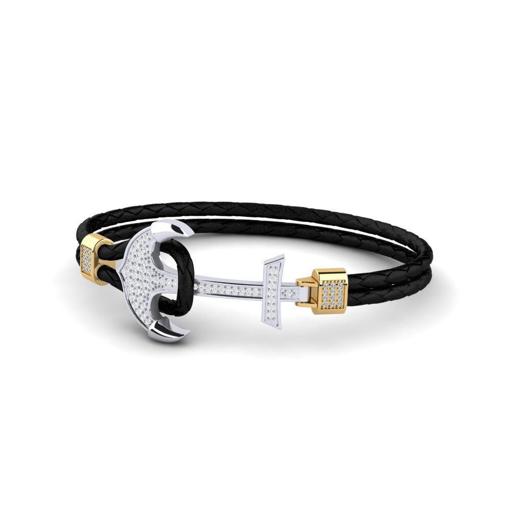 Leather White sapphire 18ct White / Yellow Gold Bracelets