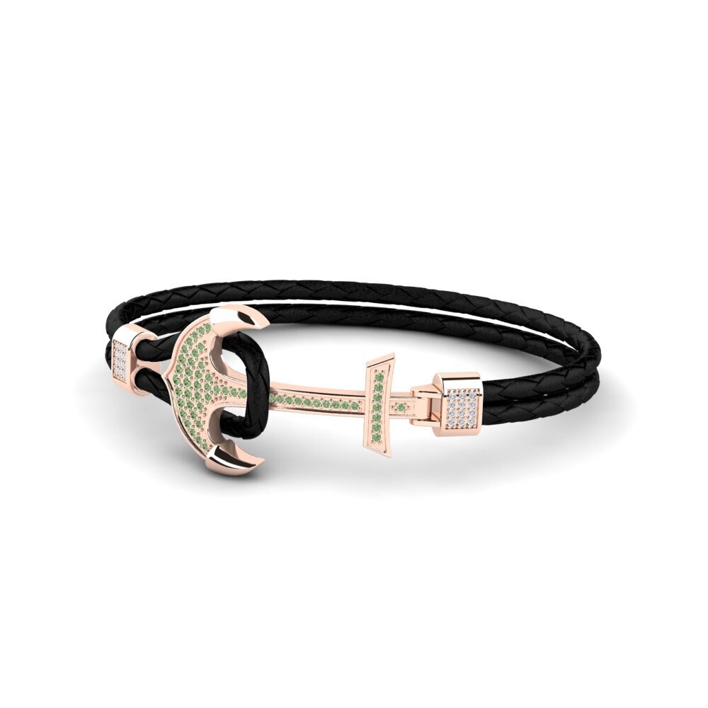 18ct Rose Gold Green Diamond Men's Bracelet Aiko