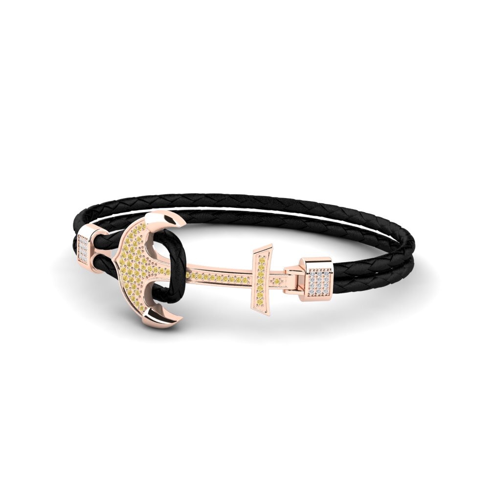 18ct Rose Gold Yellow Diamond Men's Bracelet Aiko
