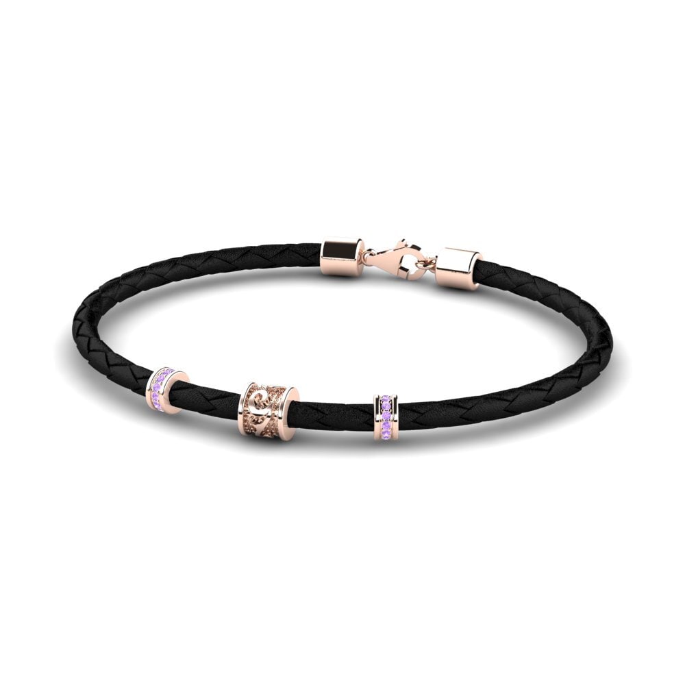 9K Rose Gold Amethyst Men's Bracelet Aleen