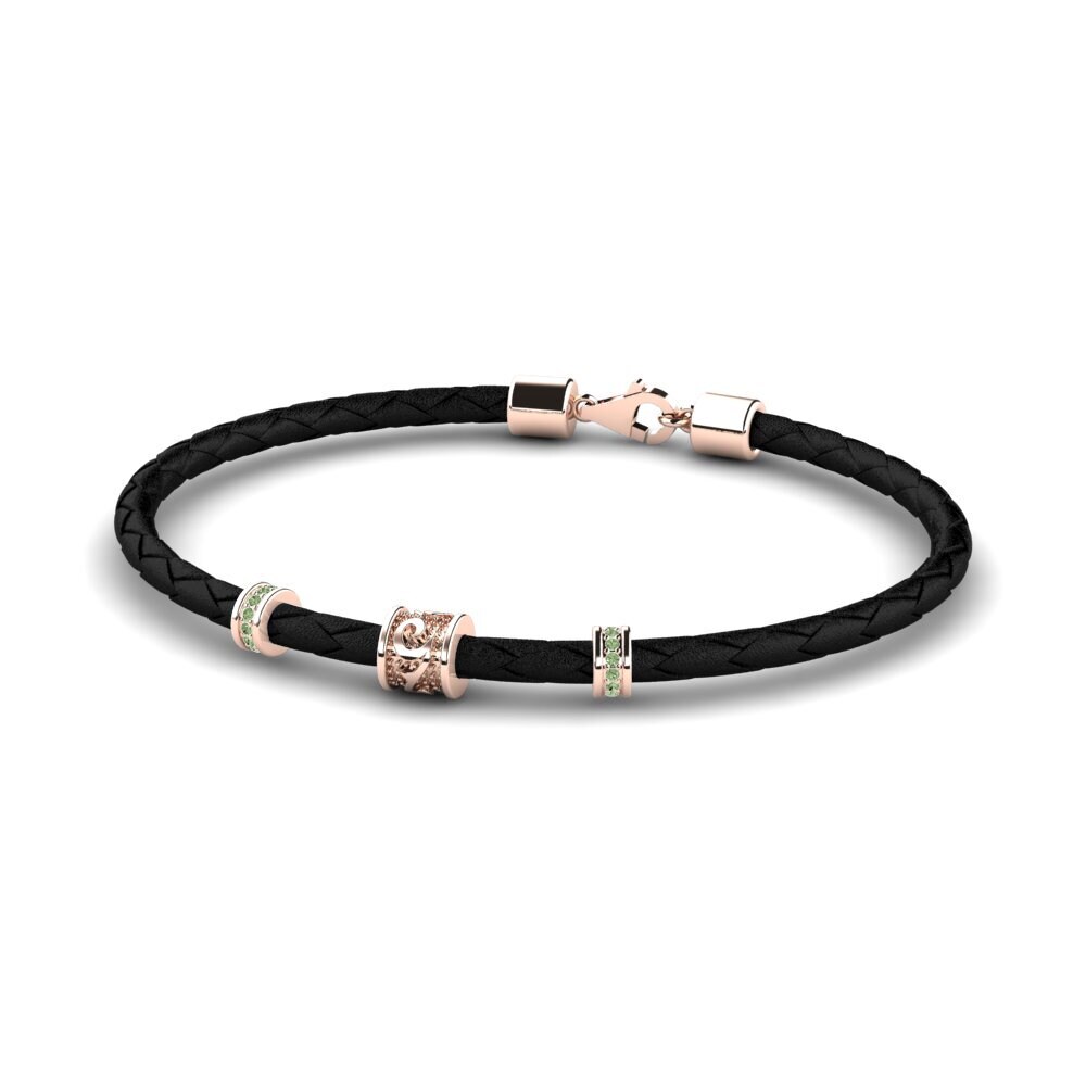 18ct Rose Gold Green Diamond Men's Bracelet Aleen