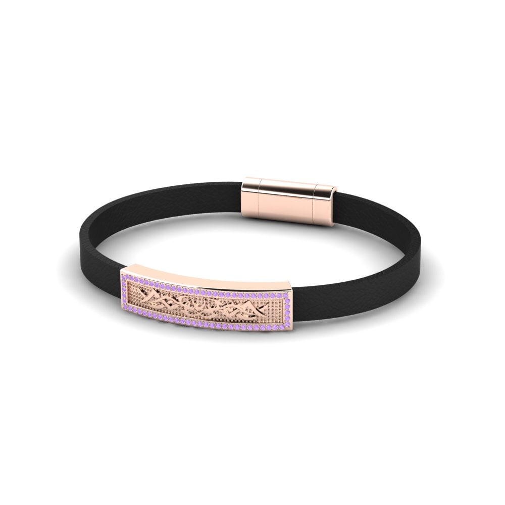 9K Rose Gold Amethyst Men's Bracelet Antonetta