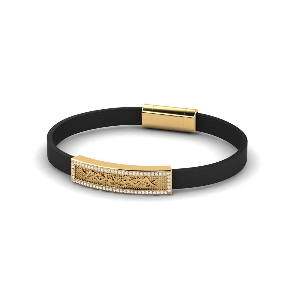 18ct Yellow Gold White sapphire Men's Bracelet Antonetta