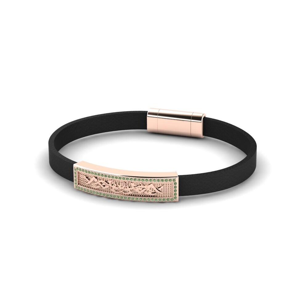 18ct Rose Gold Green Diamond Men's Bracelet Antonetta