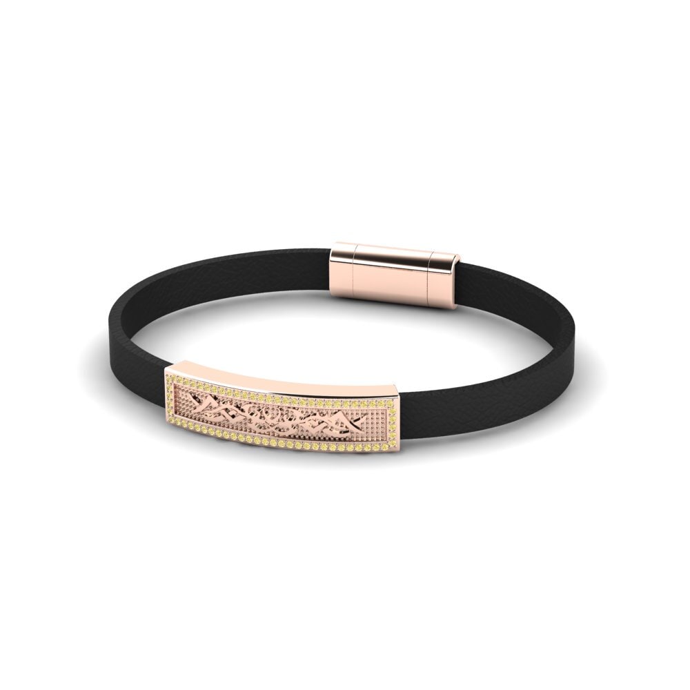 18ct Rose Gold Yellow Diamond Men's Bracelet Antonetta