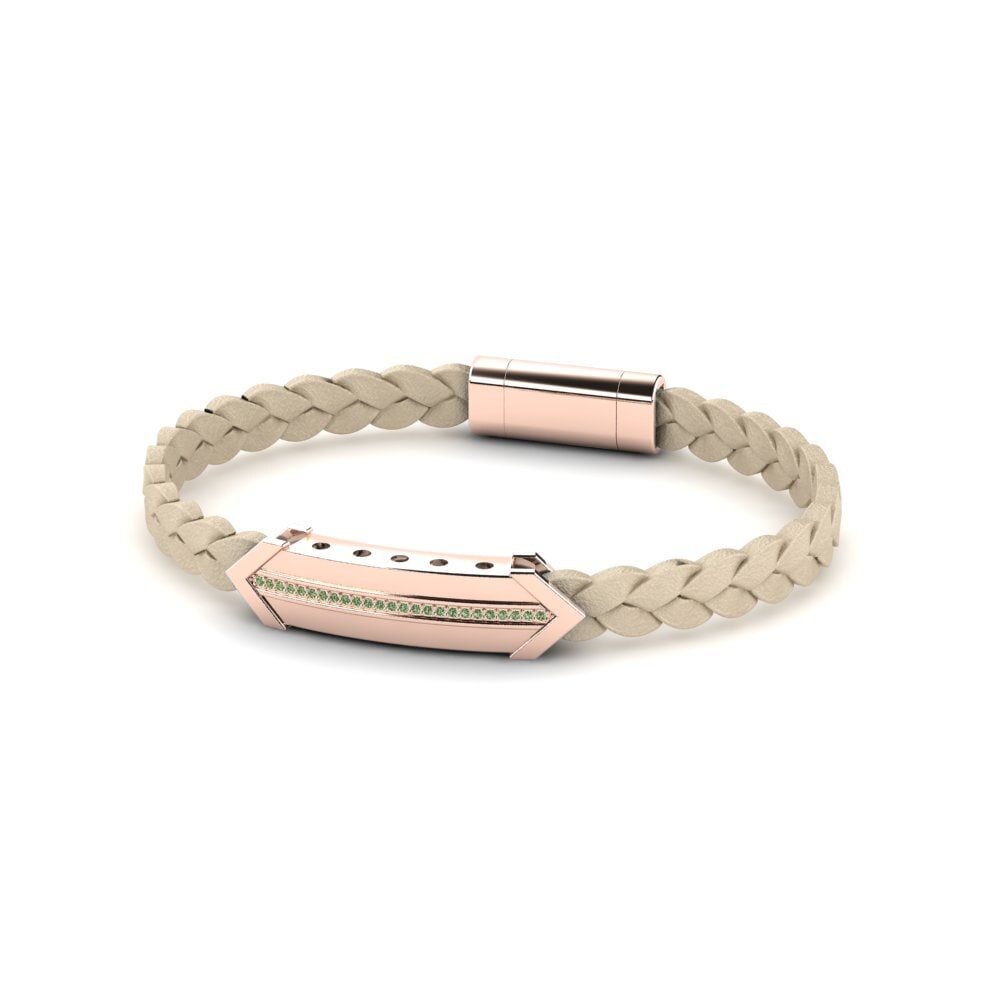 18ct Rose Gold Green Diamond Men's Bracelet Antonio