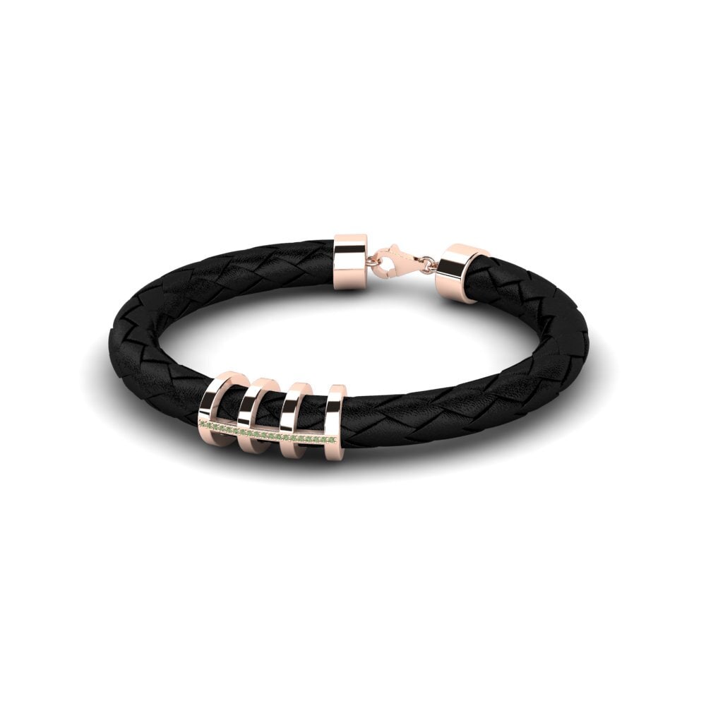 18ct Rose Gold Green Diamond Men's Bracelet Boris