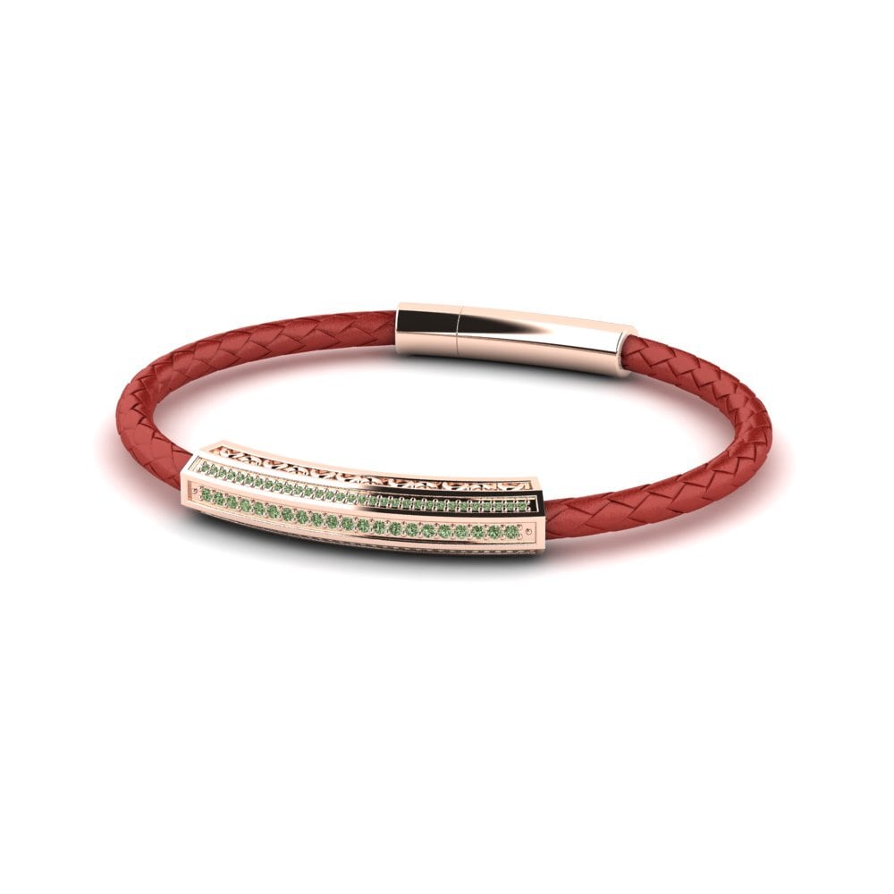 18ct Rose Gold Green Diamond Men's Bracelet Bradley