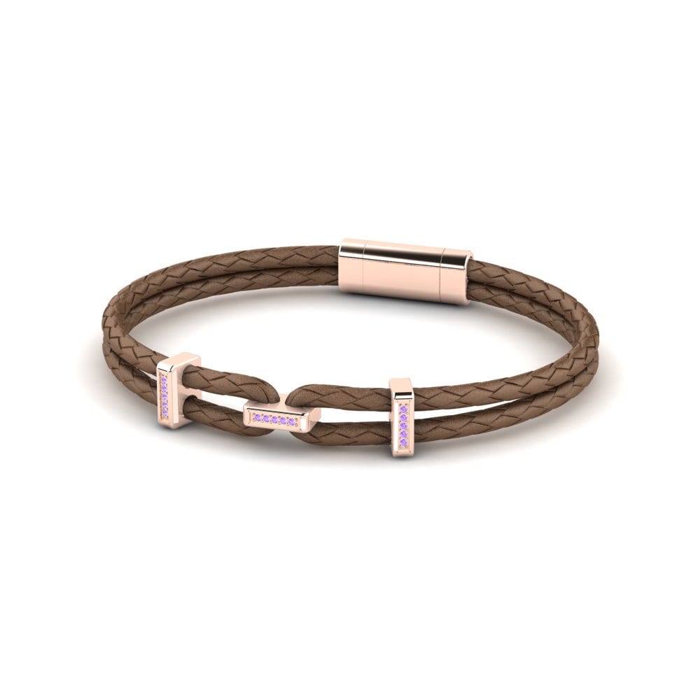 9K Rose Gold Amethyst Men's Bracelet Carey