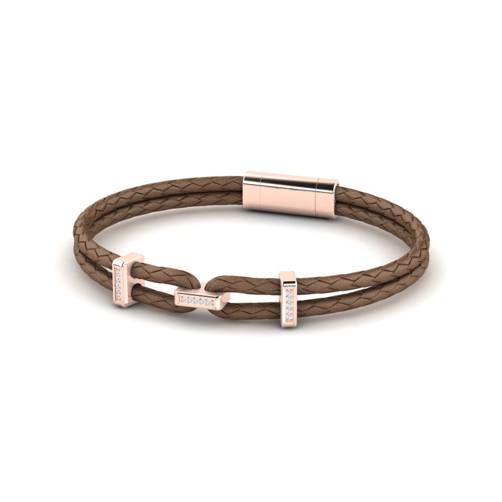 9K Rose Gold White sapphire Men's Bracelet Carey