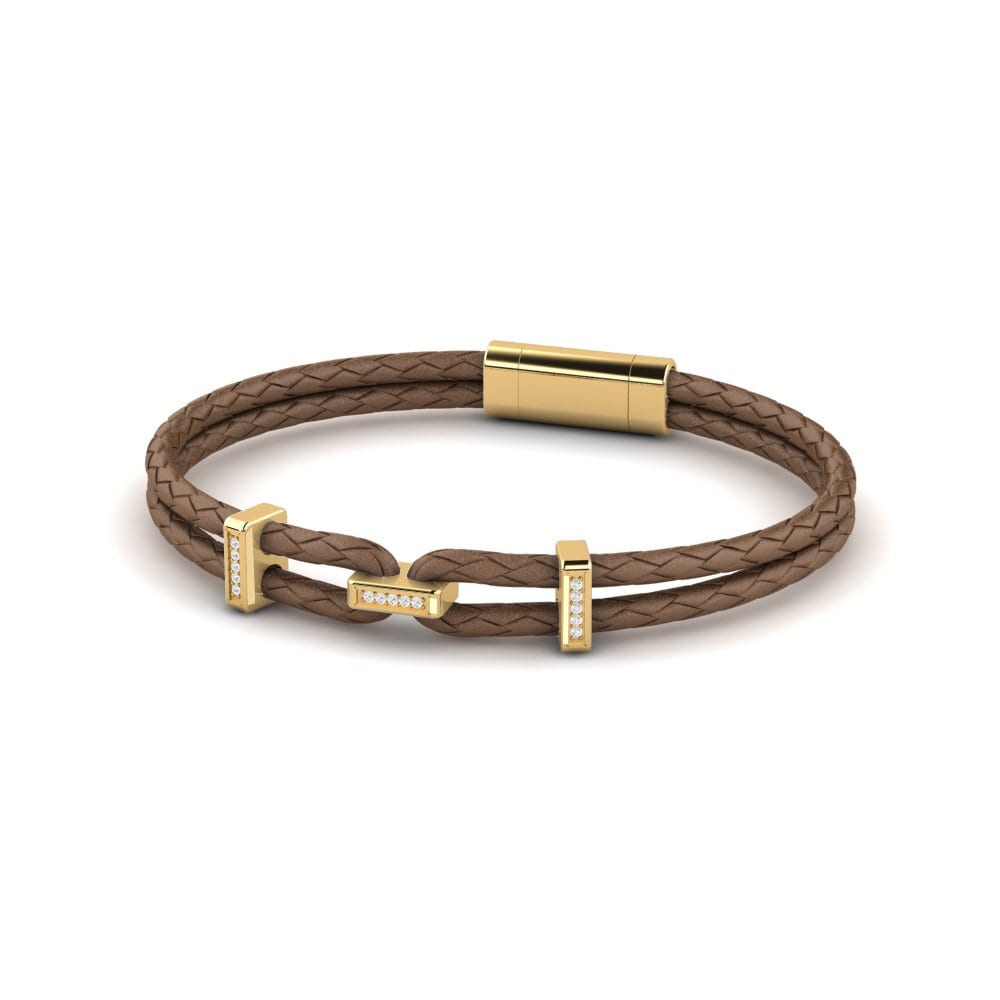 18ct Yellow Gold White sapphire Men's Bracelet Carey