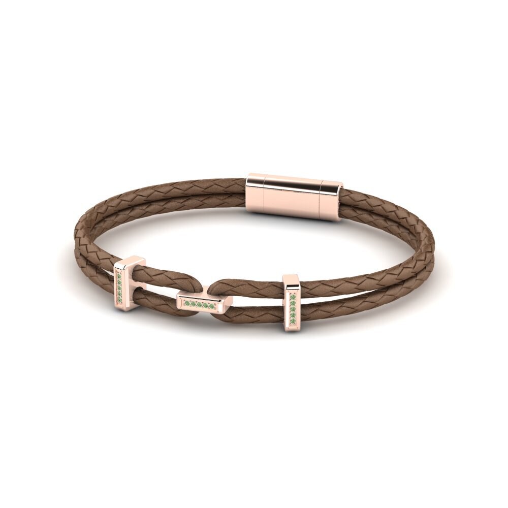 18ct Rose Gold Green Diamond Men's Bracelet Carey