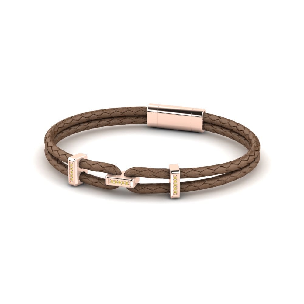 18ct Rose Gold Yellow Diamond Men's Bracelet Carey