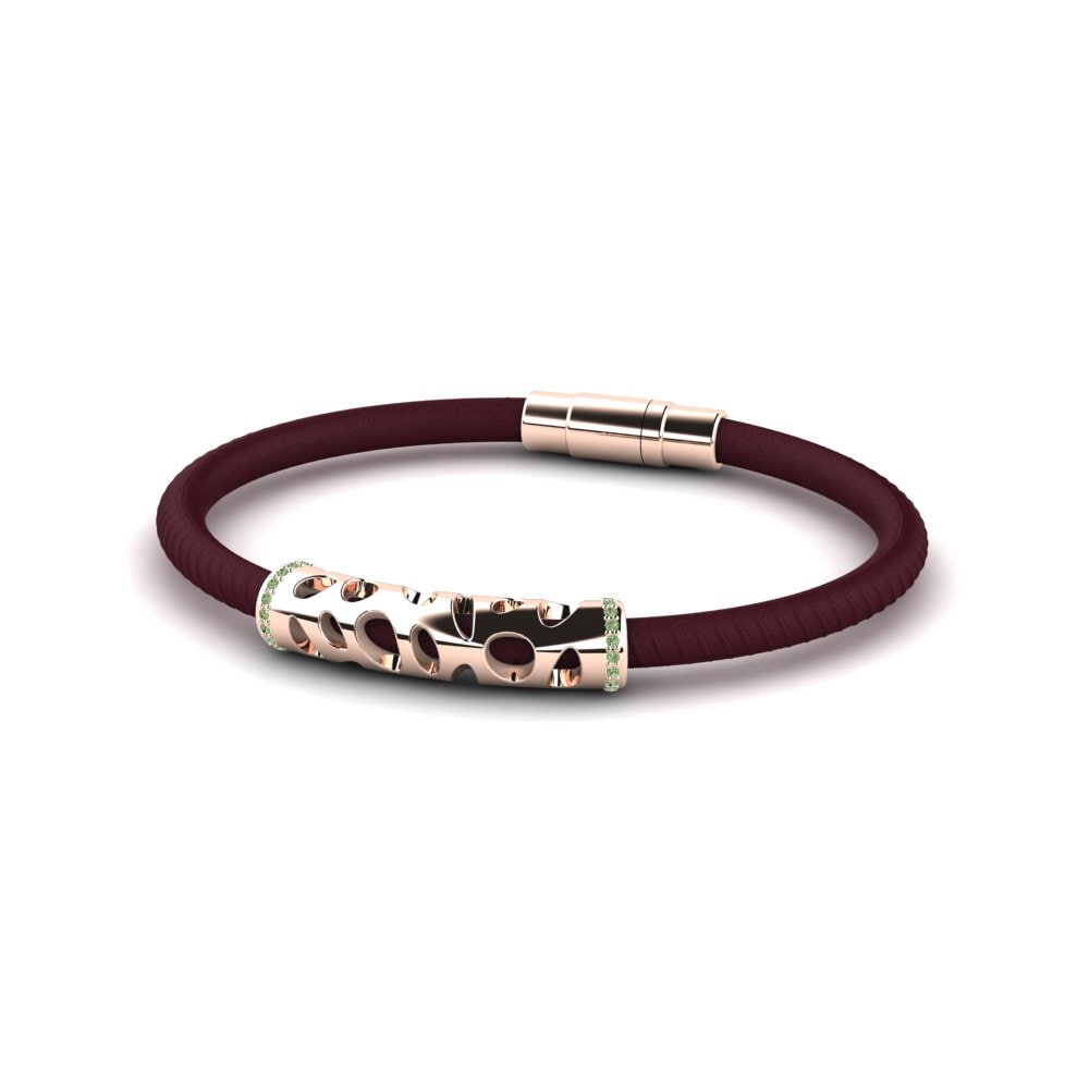 18ct Rose Gold Green Diamond Men's Bracelet Cedric