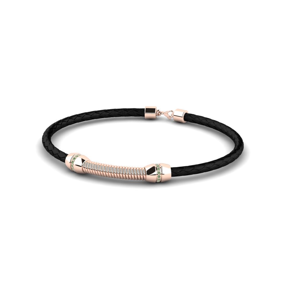 18ct Rose Gold Green Diamond Men's Bracelet Femanda