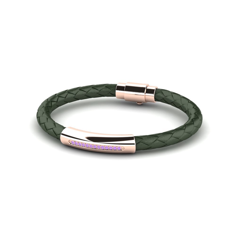 9K Rose Gold Amethyst Men's Bracelet Hugo
