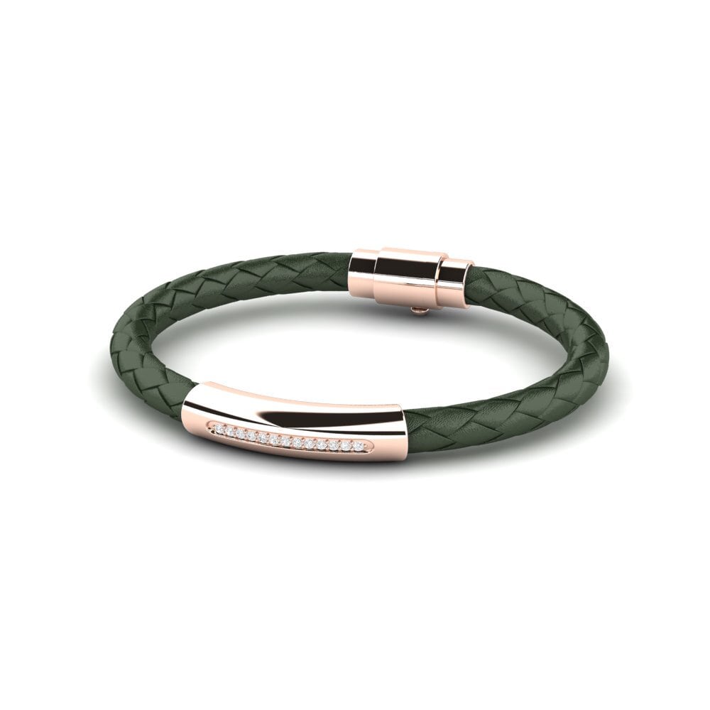 9K Rose Gold White sapphire Men's Bracelet Hugo