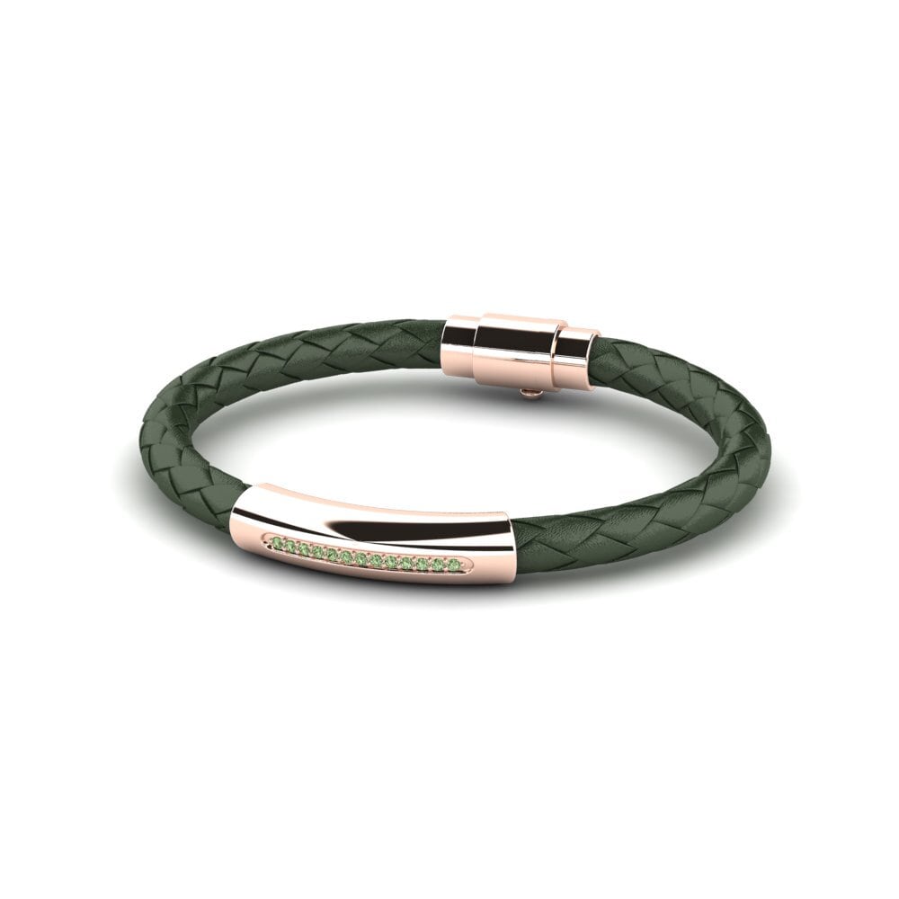 18ct Rose Gold Green Diamond Men's Bracelet Hugo