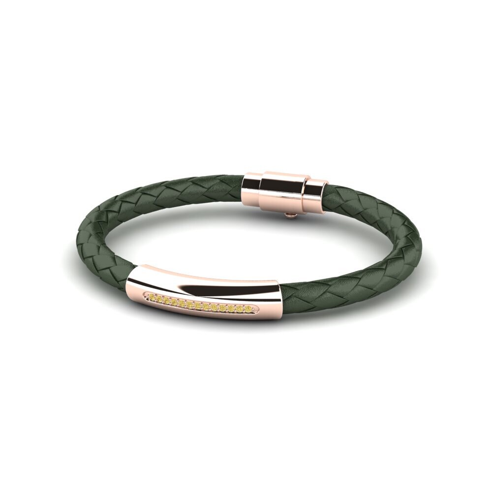 18ct Rose Gold Yellow Diamond Men's Bracelet Hugo