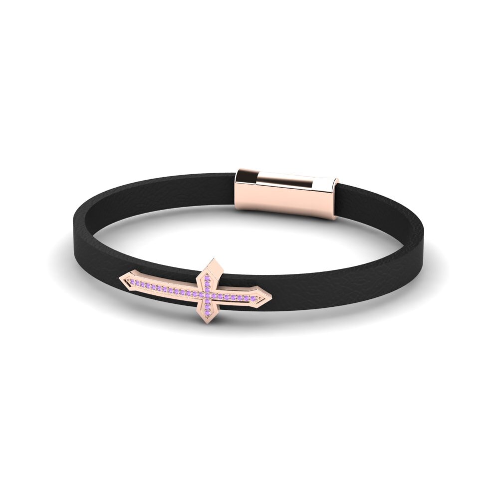 9K Rose Gold Amethyst Men's Bracelet Jack