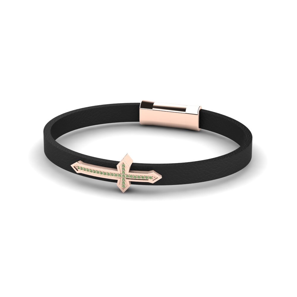 18ct Rose Gold Green Diamond Men's Bracelet Jack