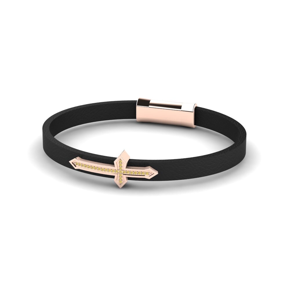 18ct Rose Gold Yellow Diamond Men's Bracelet Jack