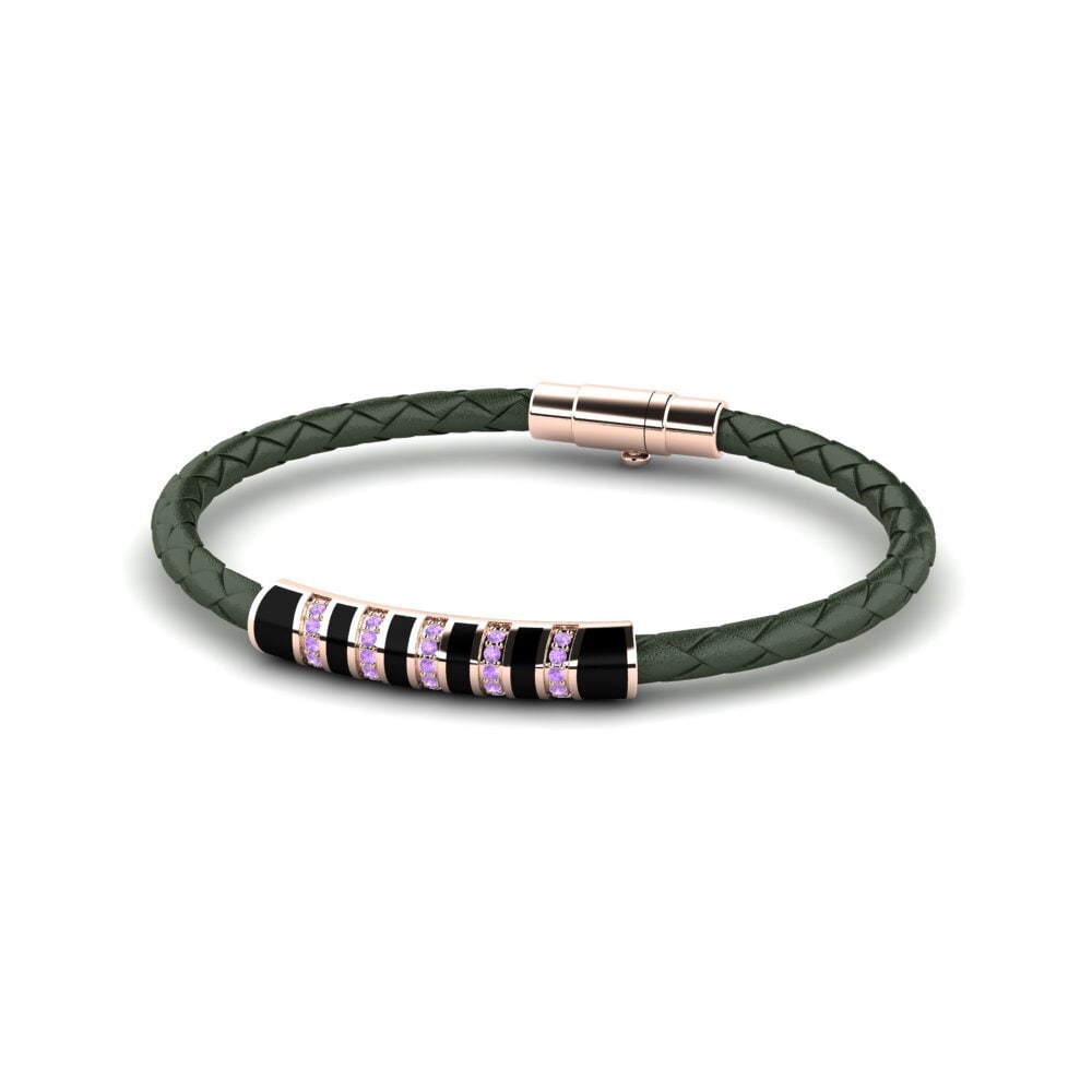 9K Rose Gold Amethyst Men's Bracelet Jan