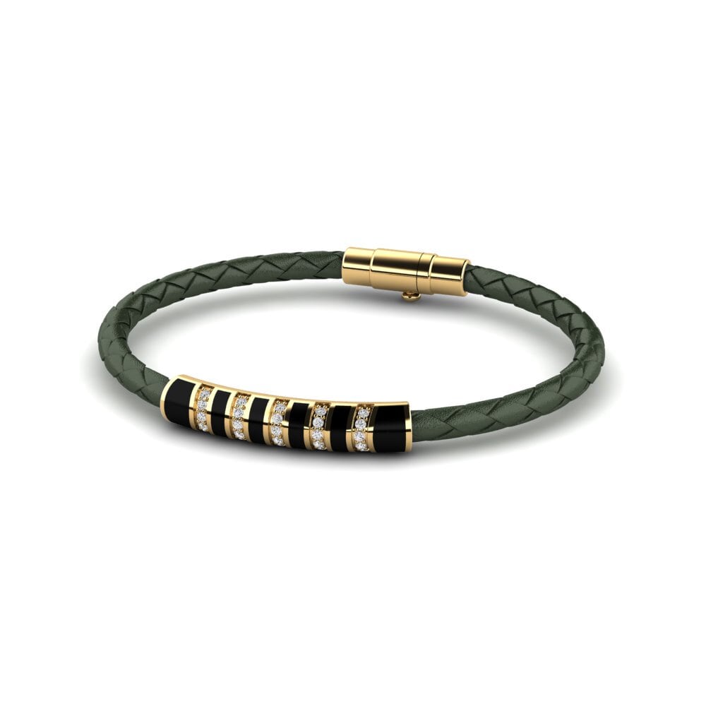 18ct Yellow Gold White sapphire Men's Bracelet Jan