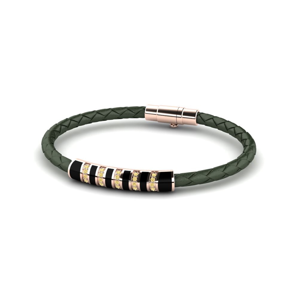 18ct Rose Gold Yellow Diamond Men's Bracelet Jan