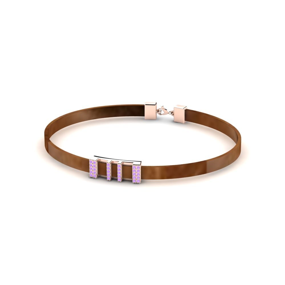 9K Rose Gold Amethyst Men's Bracelet Jorge