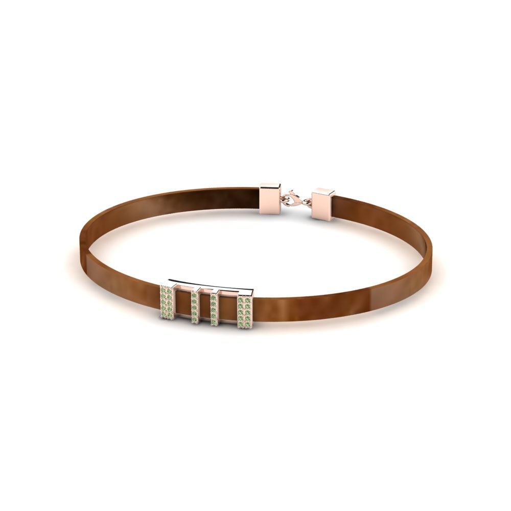 18ct Rose Gold Green Diamond Men's Bracelet Jorge