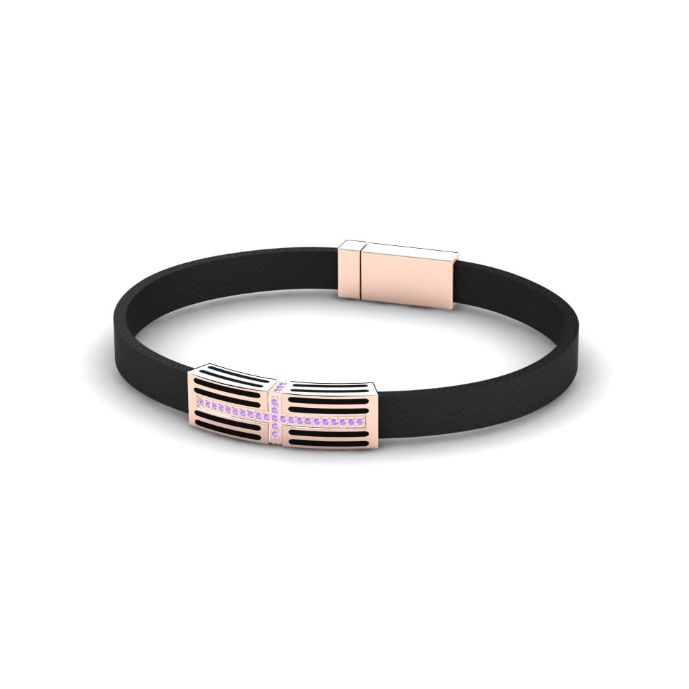 9K Rose Gold Amethyst Men's Bracelet Julian