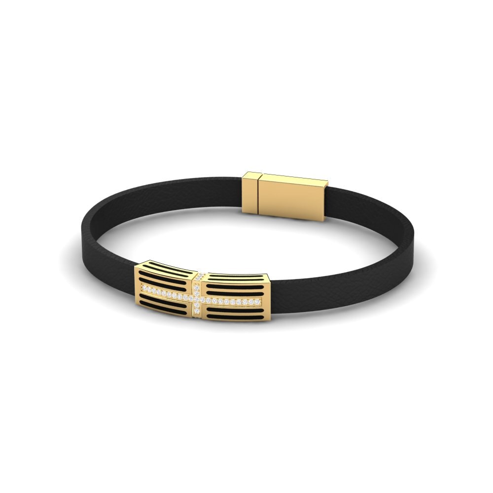 18ct Yellow Gold White sapphire Men's Bracelet Julian