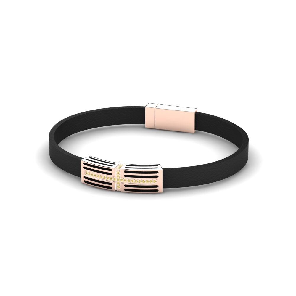 18ct Rose Gold Yellow Diamond Men's Bracelet Julian