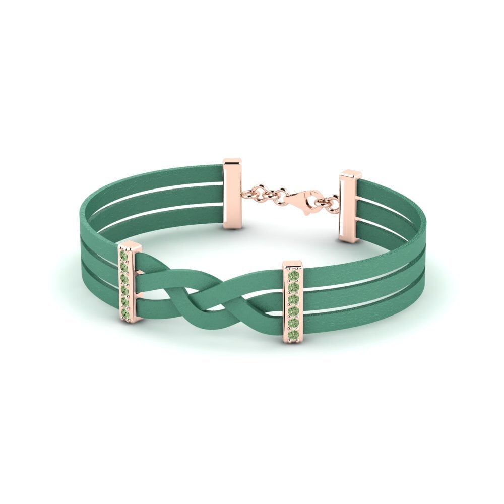 18ct Rose Gold Green Diamond Men's Bracelet Mario