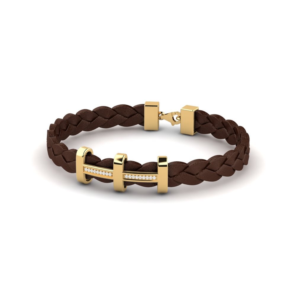 18ct Yellow Gold White sapphire Men's Bracelet Onafiel